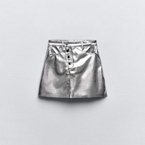 BNWT Zara silver mini skirt